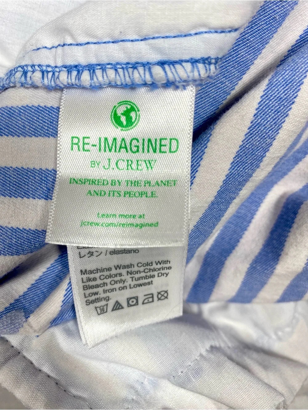 J.Crew Re-Imagined Blue White Striped Shorts Size 12